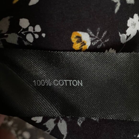 Denim & Flower Black and Yellow Floral Button Up Shirt 100% Cotton Short Sleeve - Picture 4 of 13